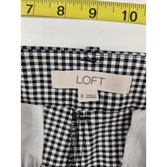 Loft size 8 gingham black white business career casual pants EUC straight leg - Picture 3 of 8